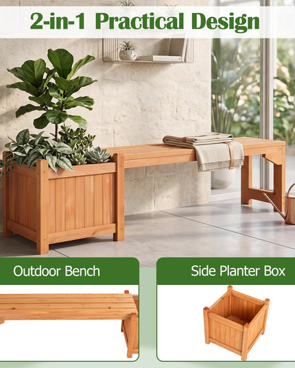 Giantex 2-in-1 Outdoor Bench with Raised Garden Bed