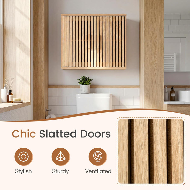 Giantex Bathroom Wall Cabinet Wall Mounted Wooden Medicine Cabinet