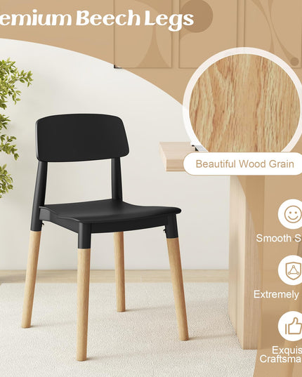 Giantex Wooden Dining Chairs Set of 4, Modern Dining Side Chairs Set w/Ergonomic Backrest, Wide Seat & Sturdy Wooden Legs