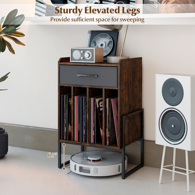 Meuble Tourne-disque Giantex avec tiroir et support de disques vinyles
