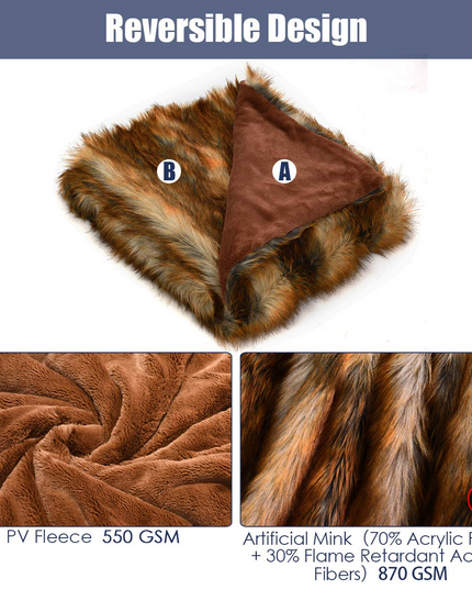 Faux Fur Throw Blanket, Ultra Soft Fuzzy Bed Blankets