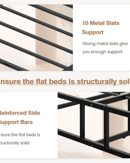 Giantex 10 Inch Bed Frame Queen Size, Metal Platform Queen Bed Frame, Heavy Duty Steel Slat Support