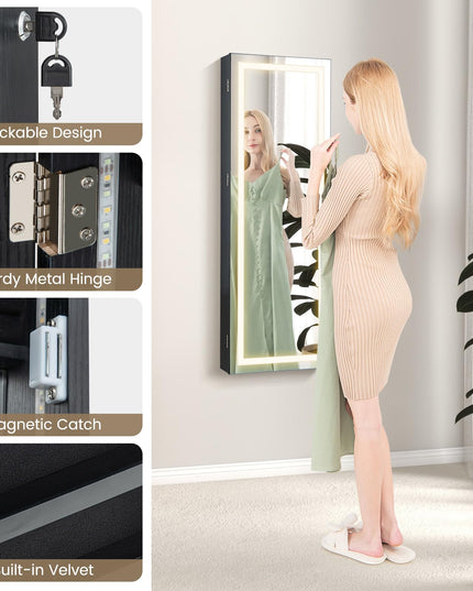 CHARMAID LED Mirror Jewelry Cabinet
