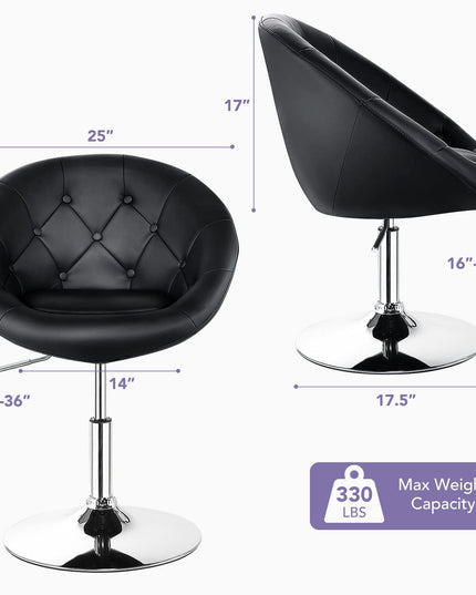 Giantex Swivel Round Tufted Vanity Chair, Set of 2 Height Adjustable