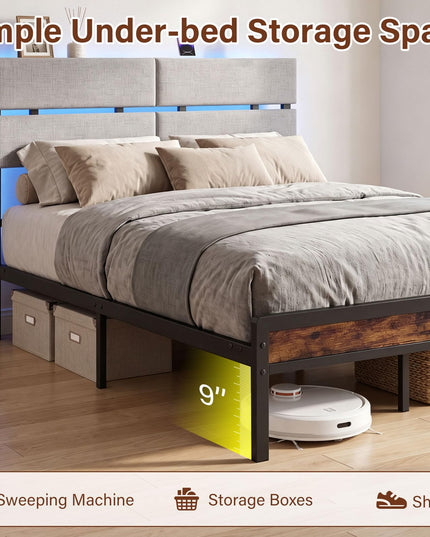 Giantex Full Size Bed Frame with Upholstered Headboard