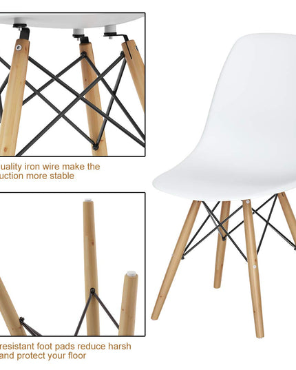 Pre Assembled Mid Century Modern Dining Chairs Set of 2, White