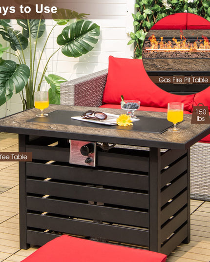 Giantex 42" Propane Fire Pit - 50,000 BTU Rectangular Outdoor Gas Firepit with Lid