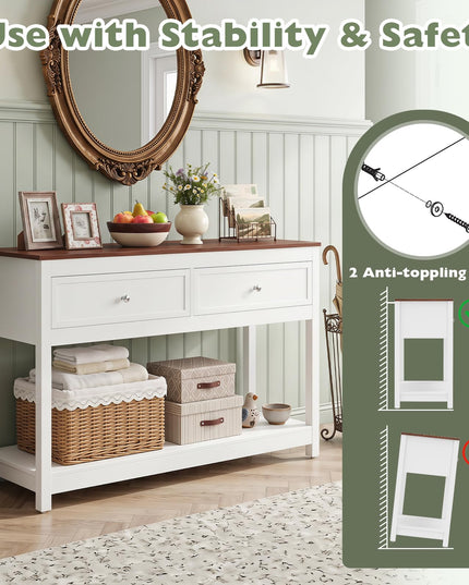 Giantex Farmhouse Console Table with 2 Drawers for Living Room