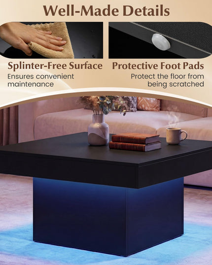 Giantex Table basse carrée à LED avec télécommande