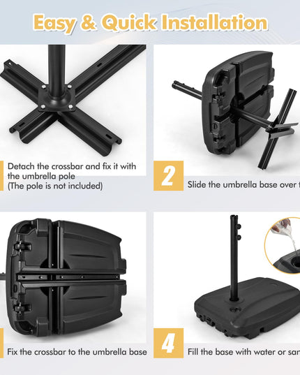 Giantex Offset Patio Umbrella Base - 198 lbs Fillable Cantilever Umbrella Stand with Wheels