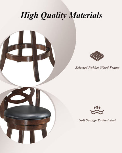 Giantex Bar Stools, Counter Height Dining Chair, Fabric Upholstered 360 Degree Swivel
