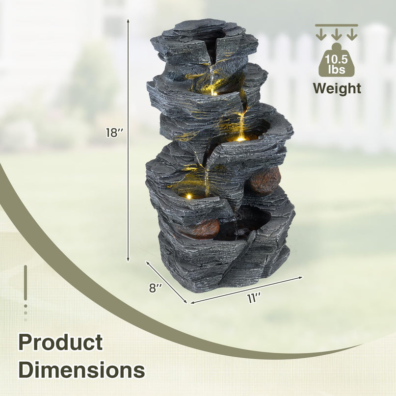 Giantex 5-Tier Water Fountain Outdoor