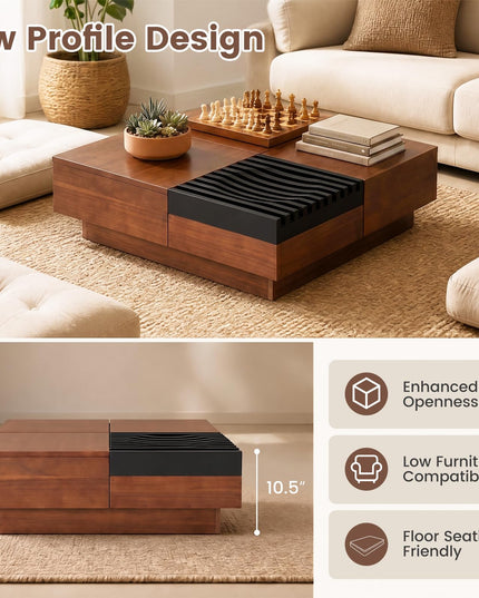 GIANTEX 32" Square Coffee Table with Sliding Top