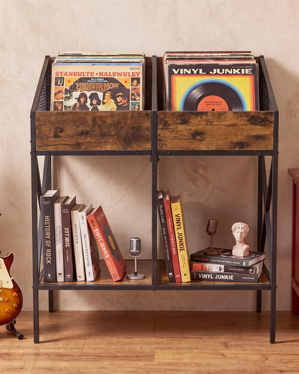 GIANTEX 2-Tier Record Player Stand Vinyl Record Storage
