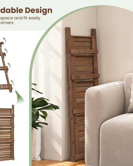 GIANTEX 4-Tier Foldable Wooden Plant Stand