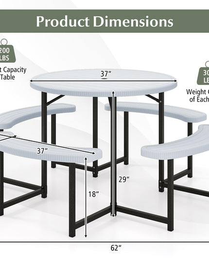 Giantex Picnic Table Bench Set for 4-8 Person(Round)