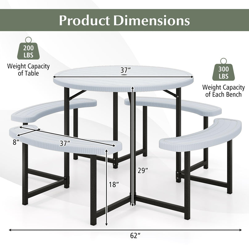 Giantex Picnic Table Bench Set for 4-8 Person(Round)