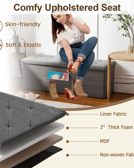 Giantex 43 Inches Folding Storage Ottoman Bench for Living Room
