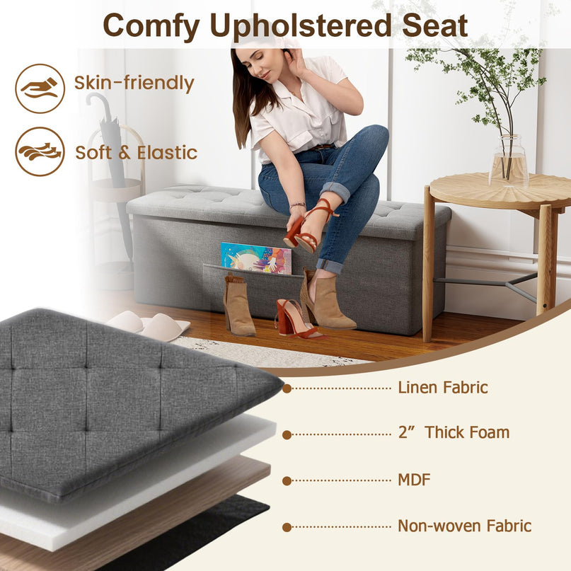 Giantex 43 Inches Folding Storage Ottoman Bench for Living Room