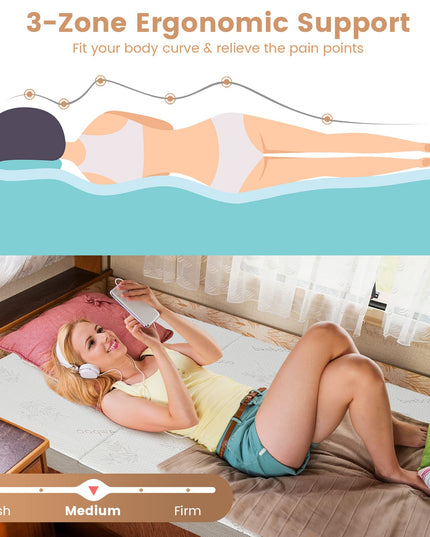 Giantex 4 Inch Tri Folding Mattress,CertiPUR-US Gel-Infused Memory Foam with Bamboo Cover Carry Bag