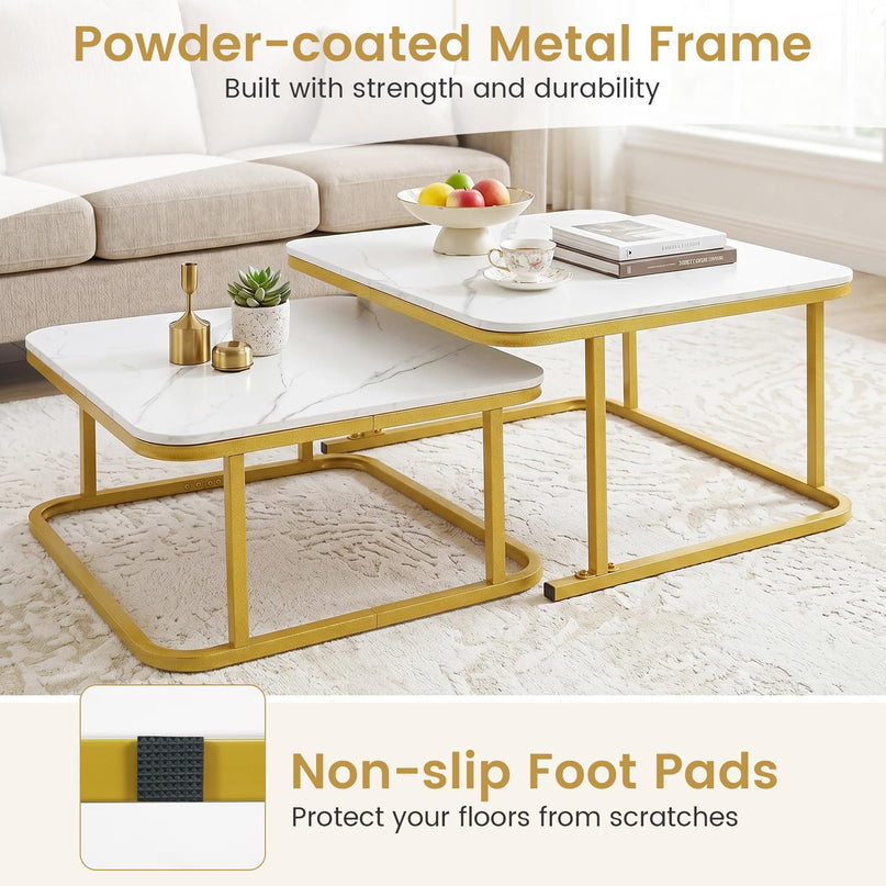 Giantex Nesting Coffee Table Set of 2 for Living Room