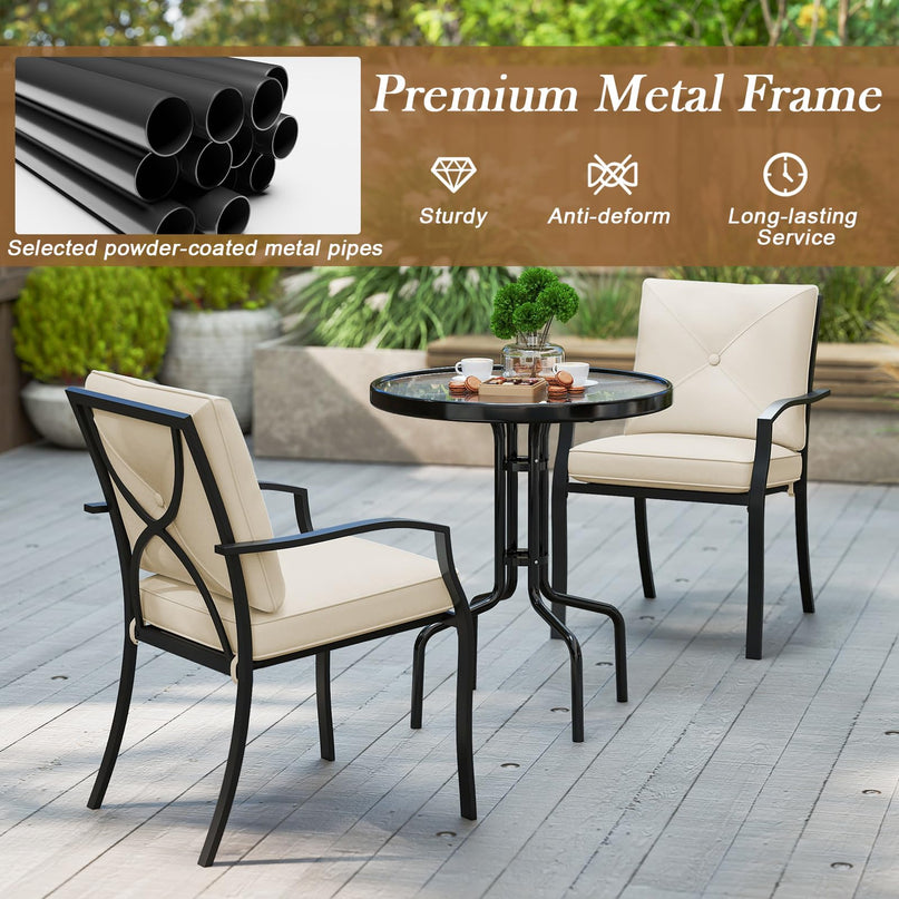 Giantex 2 Pieces Patio Chairs, Outdoor Lawn Chairs with Removable Cushions