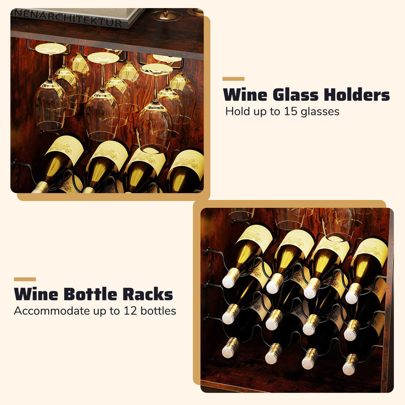 Giantex Wine Bar Cabinet with LED Light for Dining Room Living Room