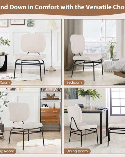 Giantex Modern Armless Accent Chair - Sherpa Reading Chair with Sponge Padding