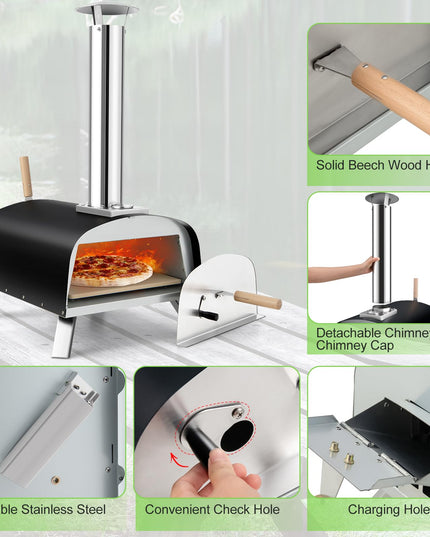 Giantex Pizza Oven Outdoor, Propane and Wood Fired Pizza Maker with 13" Pizza Stone, Pizza Peel