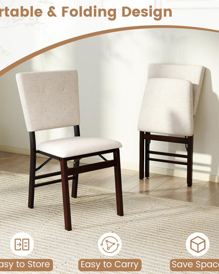 Giantex Folding Dining Chairs Set of 2/4 Armless Kitchen Chair