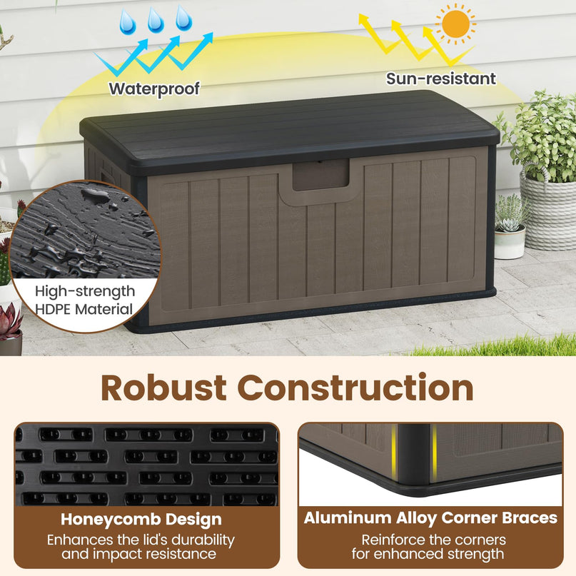 Giantex 100 Gallon Deck Box with Lockable Lid for Patio Furniture Cushions