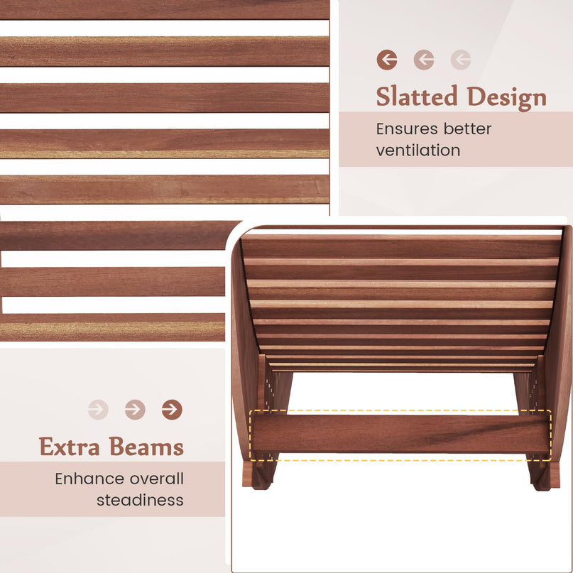 Giantex Outdoor Chaise Lounge Chair - Set of 2 Acacia Wood Outdoor Lounger