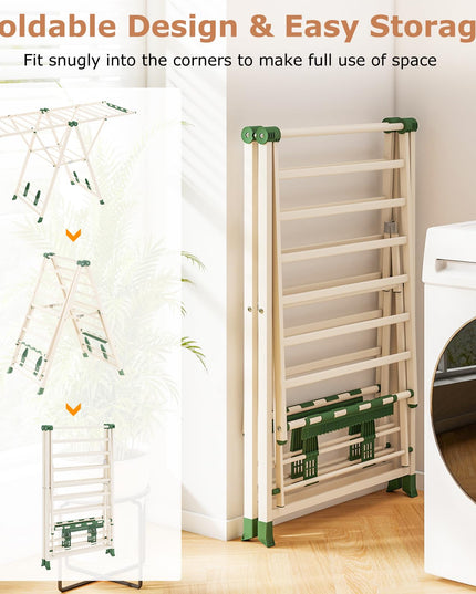 Giantex Clothes Drying Rack, Foldable Metal Laundry Drying Rack（64"L x 39"-62"H）