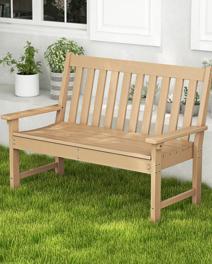 Giantex Outdoor Bench, 52-Inch Outside Bench All-Weather HDPE Park Bench with Backrest and Armrests