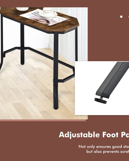 Giantex Narrow End Table w/Rustic Wood Grain & Stable Steel Frame, 25.5"x12.5"x24.5" Rustic Brown