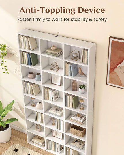 Giantex 70" Tall White Bookshelf with 24 Open Cube & 18 Adjustable Display Storage Shelves