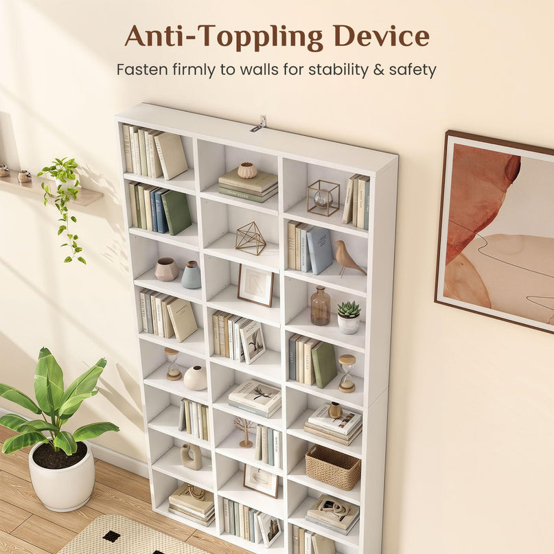 Giantex 70" Tall White Bookshelf with 24 Open Cube & 18 Adjustable Display Storage Shelves