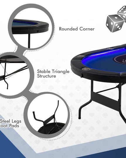 10 Players Poker Table with Cup Holder - Giantex