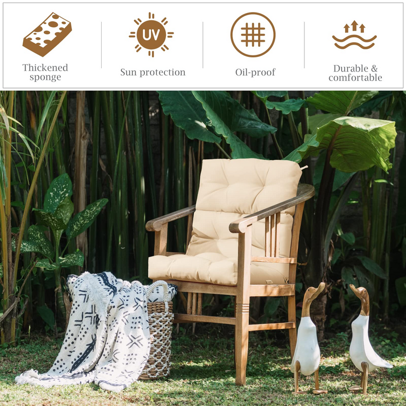 4.5 Inch Thick Outdoor High Back Chair Pads | Tufted Patio Cushion