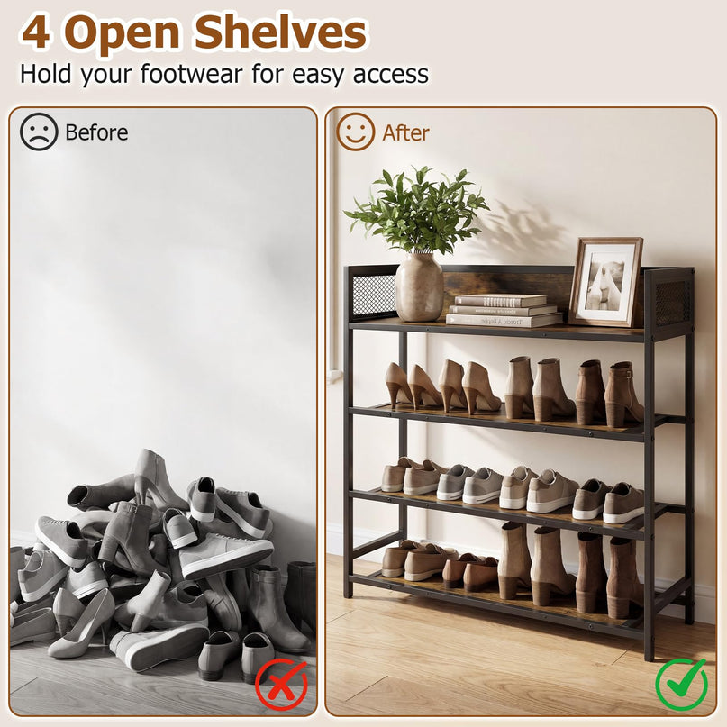 Giantex 4-Tier Shoe Rack Industrial Shoe Storage Organizer
