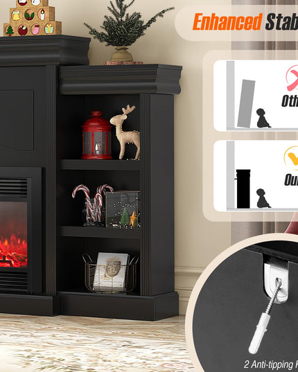 Giantex Electric Fireplace TV Stand - 1500W Electric Fireplace Inserts with 3 Flame Colors