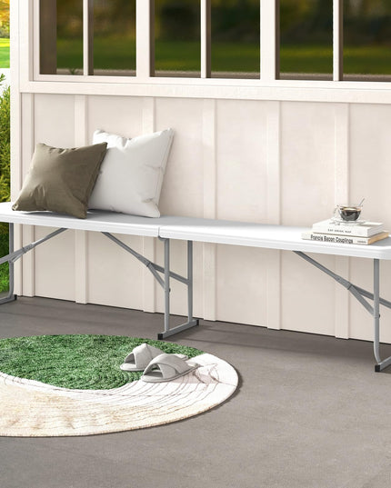 Giantex 6 Feet Plastic Folding Bench, Portable Picnic Seat for BBQ Party Camping Dining, HDPE Top