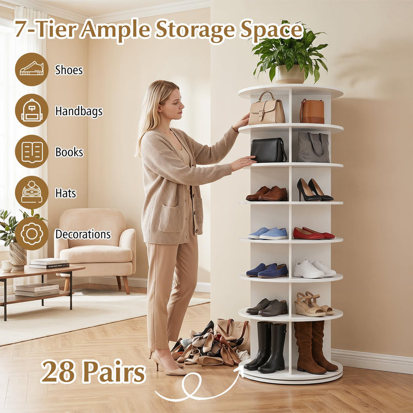 Giantex 7 Tier Rotating Shoe Rack Tower
