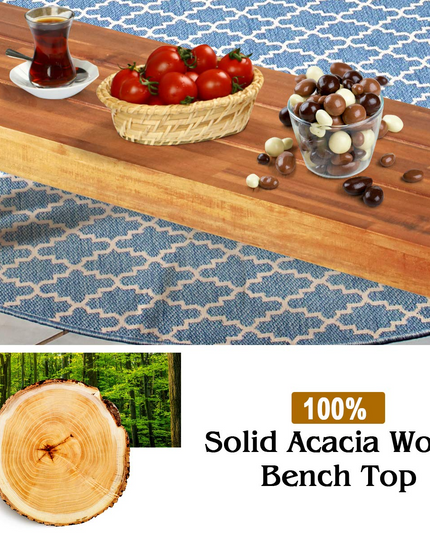 Giantex Set of 2 Outdoor Bench, Acacia Wood Patio Seating (2)
