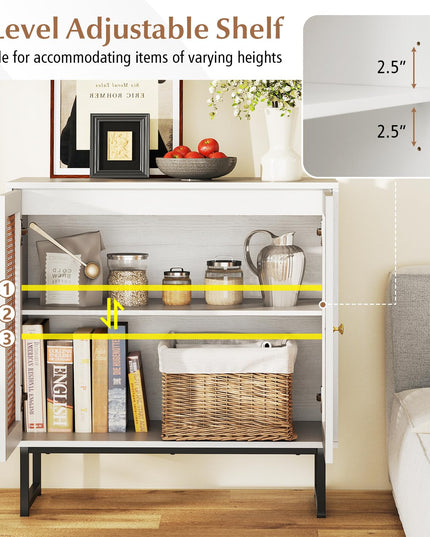 Giantex Small PE Rattan Buffet Cabinet with Storage for Kitchen