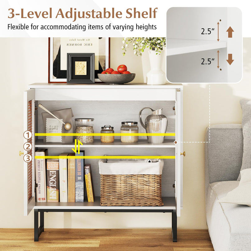 Giantex Small PE Rattan Buffet Cabinet with Storage for Kitchen