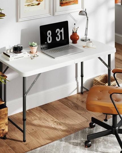 Giantex 48” x 24” Folding Table, HDPE Portable Fold-in-Half Table with 20”-29” Adjustable Heights