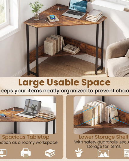 Bureau d'angle Giantex avec station de recharge