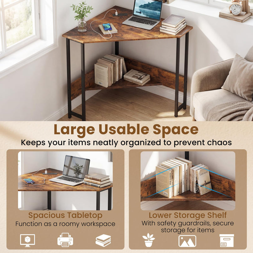 Bureau d'angle Giantex avec station de recharge