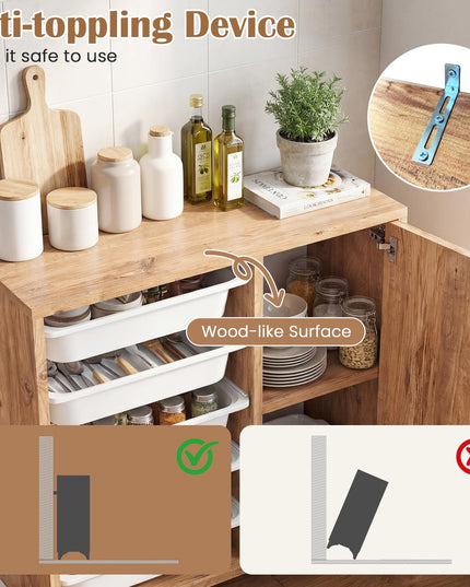 Giantex Buffet Cabinet Sideboard with Plastic Storage Drawer for Kitchen Living Room